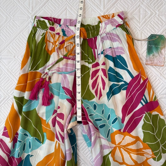 True Destinations Resort Wear Tropical floral coverup wide-leg palazzo pants L - Picture 5 of 11